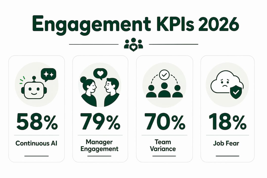 Infographic showing employee engagement key statistics for 2026